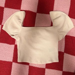 H&M cream beige square neck top